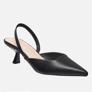 H Halston Black Slingback Kitten Heels